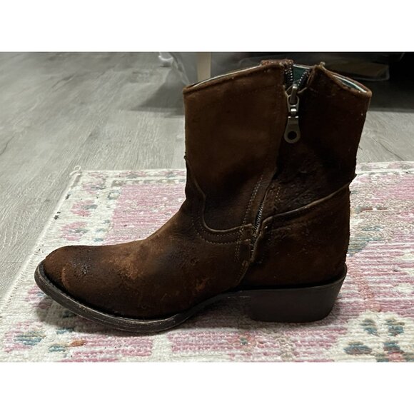 CORRAL Eudora Chocolate-Tan Lamb Abstract Short Top Boot Size 6.5 - Picture 10 of 14